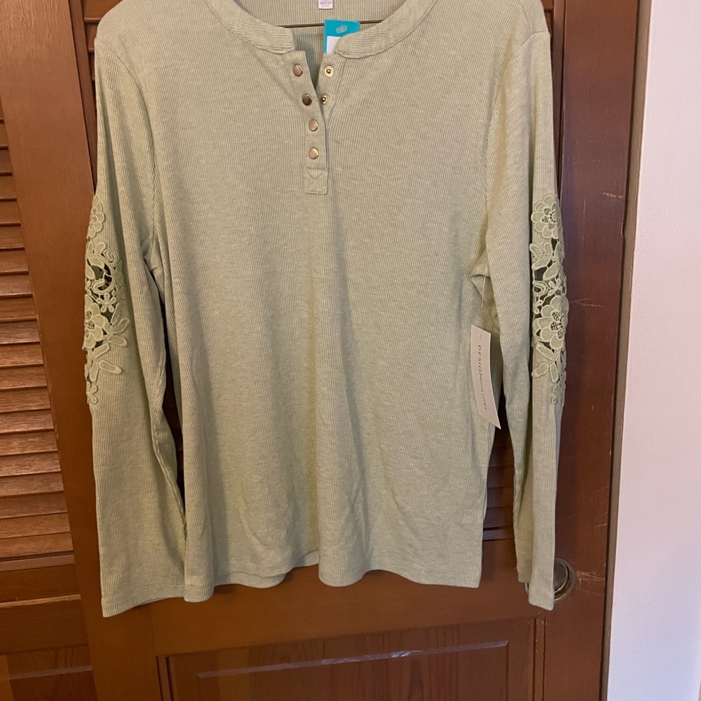 Design History Sage Ribbed Top